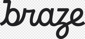Braze logo in black cursive script