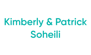 Teal text reading Kimberly & Patrick Soheili