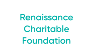 Bold teal text three line Renaissance Foundation wordmark