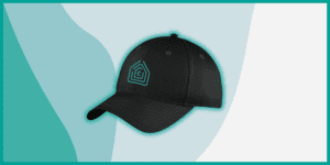 Black baseball cap with teal logo