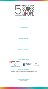 Vertical sponsors list with rainbow logo