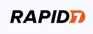 Rapid7 logo black text with orange 7