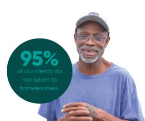 Smiling man with 95% statistic graphic