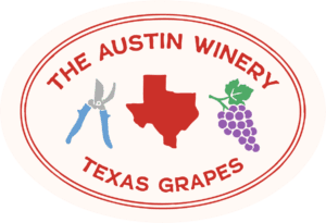 Oval Austin Winery Texas grapes logo