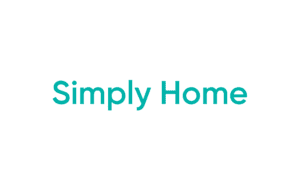 Simply Home turquoise text logo on white