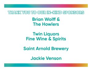 In-kind sponsors list with colorful borders